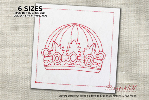 Beautiful Crown with Jewels Redwork Embroidery Review
