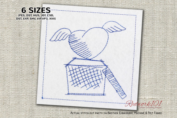 Box with Flying Heart Machine Embroidery Review