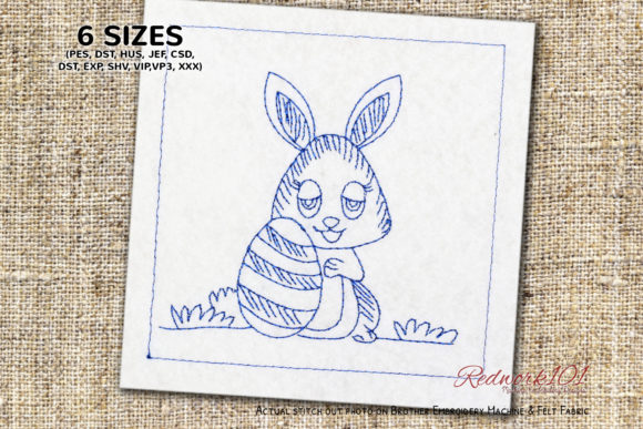Cute Bunny Holding Easter Egg Redwork: A Craft Seller’s Perspective