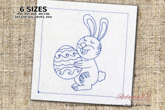 Easter Bunny with Egg Redwork for Small Business Merch