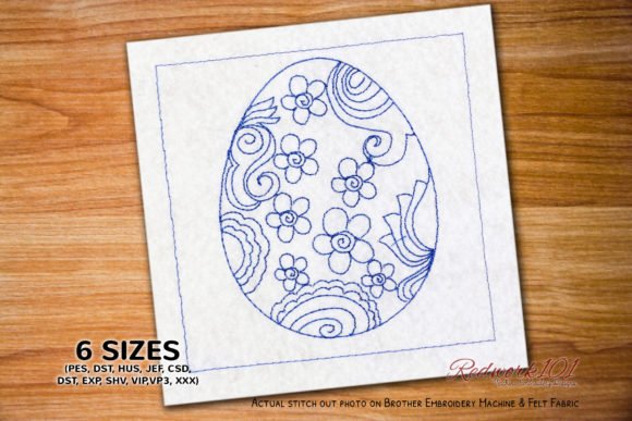 Easter Egg with Floral Ornament Redwork: A Craft Fair Designerβs Take