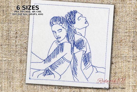 Girl and Boy Back to Back Redwork: Sweet Simplicity