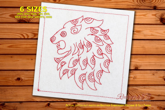 Lion Head Logo Astrology Symbol Redwork
