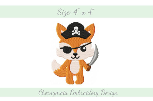 Pirate Fox: Cute & Dangerous Embroidery for Holidays
