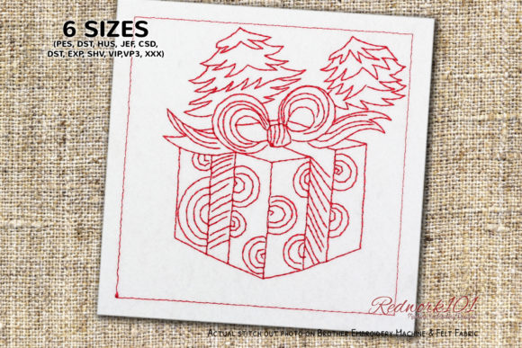Present Gift Box with Christmas Tree Embroidery Review