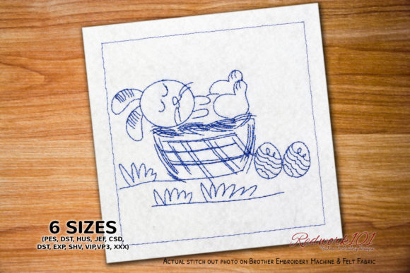 Sleeing Bunny in Easter Basket Redwork: A Designer's Review