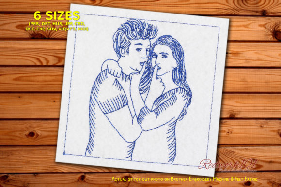 Valentine Couple Redwork: Small Business Embroidery Review