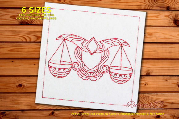 Zendoodle Disign on Libra Scale Redwork